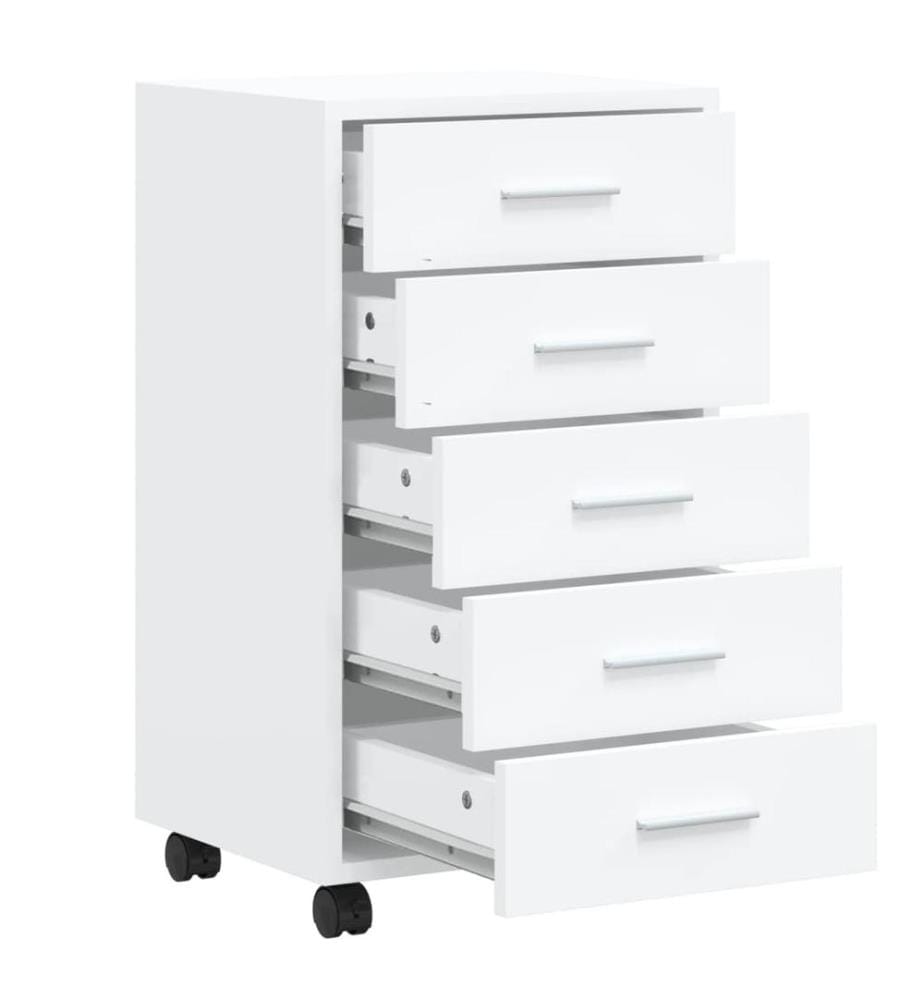 Armoire à tiroirs avec roulettes Blanc brillant Bois ingénierie