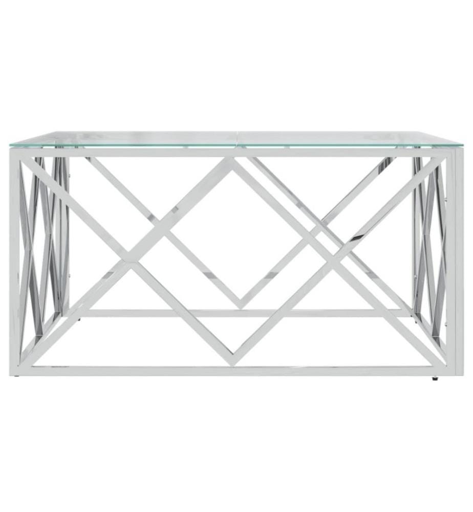 Couchtisch 80x80x40 cm Edelstahl und Glas
