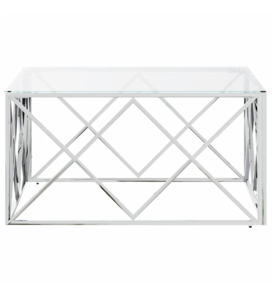 Couchtisch 80x80x40 cm Edelstahl und Glas