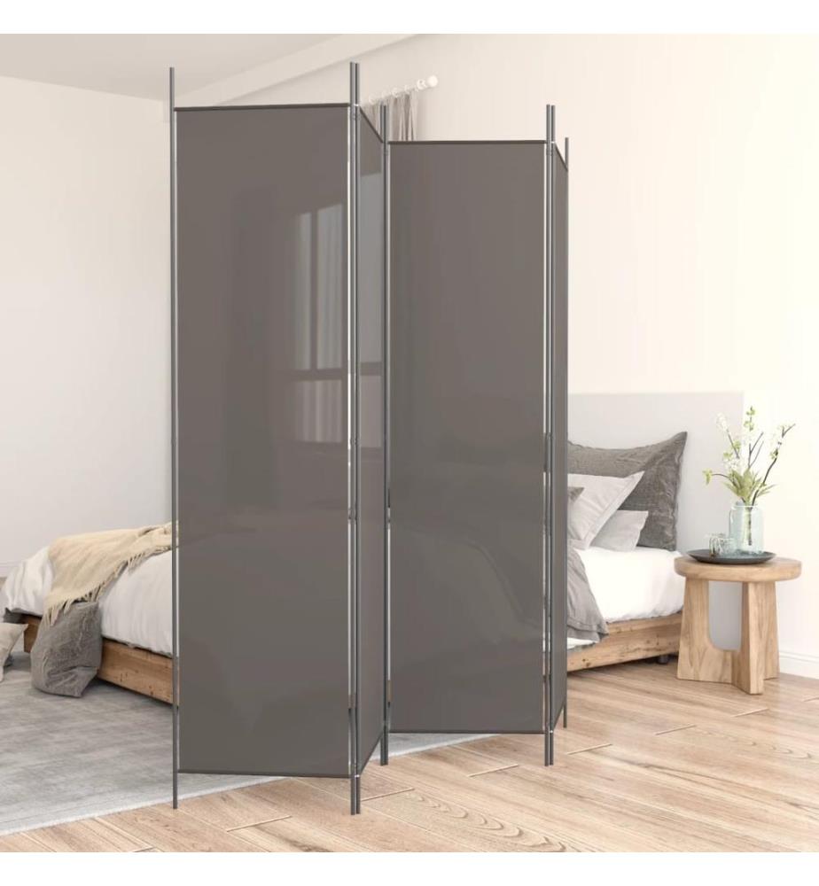 4-tlg. Paravent Anthrazit 200x220 cm Stoff