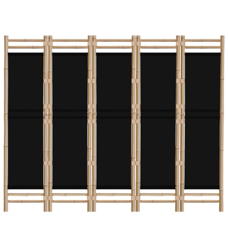 Cloison de séparation pliante 5 panneaux 200 cm Bambou et toile