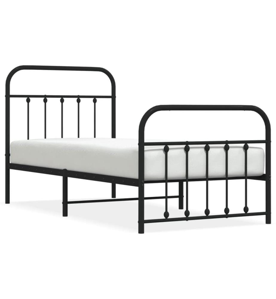 Bettgestell mit Kopf- und Fussteil Metall Schwarz 90x190 cm