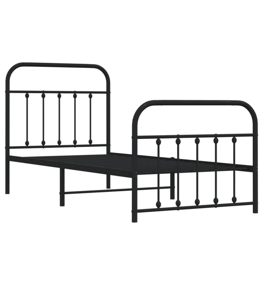 Bettgestell mit Kopf- und Fussteil Metall Schwarz 90x190 cm