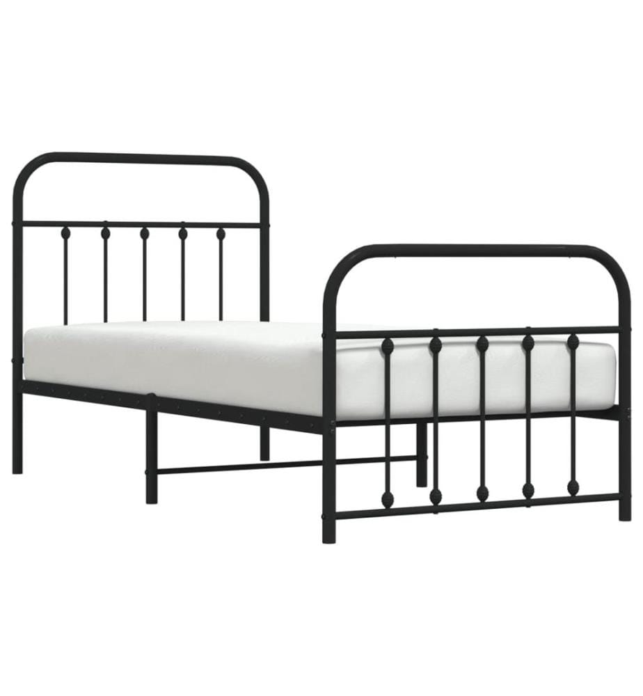 Bettgestell mit Kopf- und Fussteil Metall Schwarz 90x190 cm