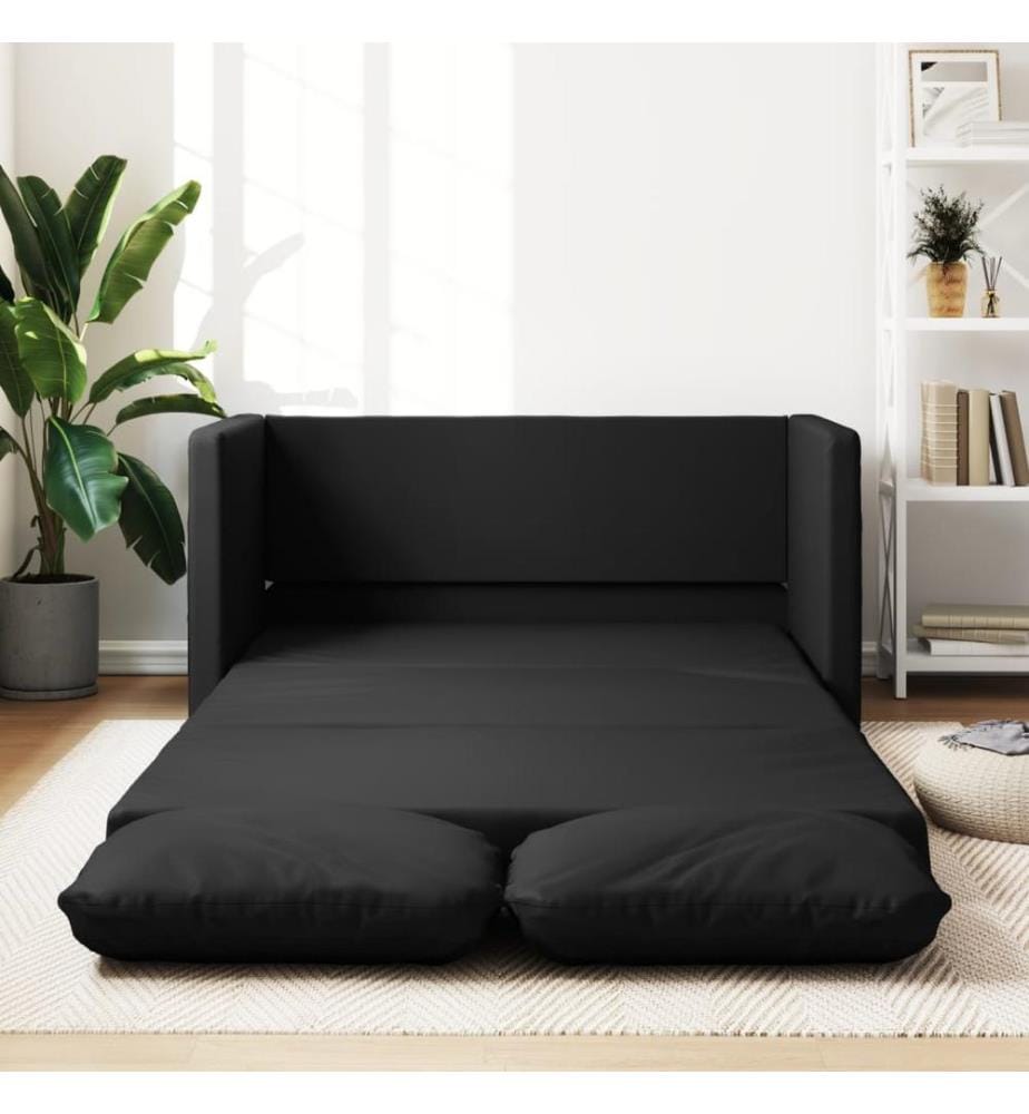Bodensofa mit Schlaffunktion Schwarz 112x174x55 cm Kunstleder