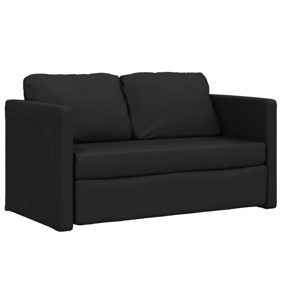 Bodensofa mit Schlaffunktion Schwarz 112x174x55 cm Kunstleder
