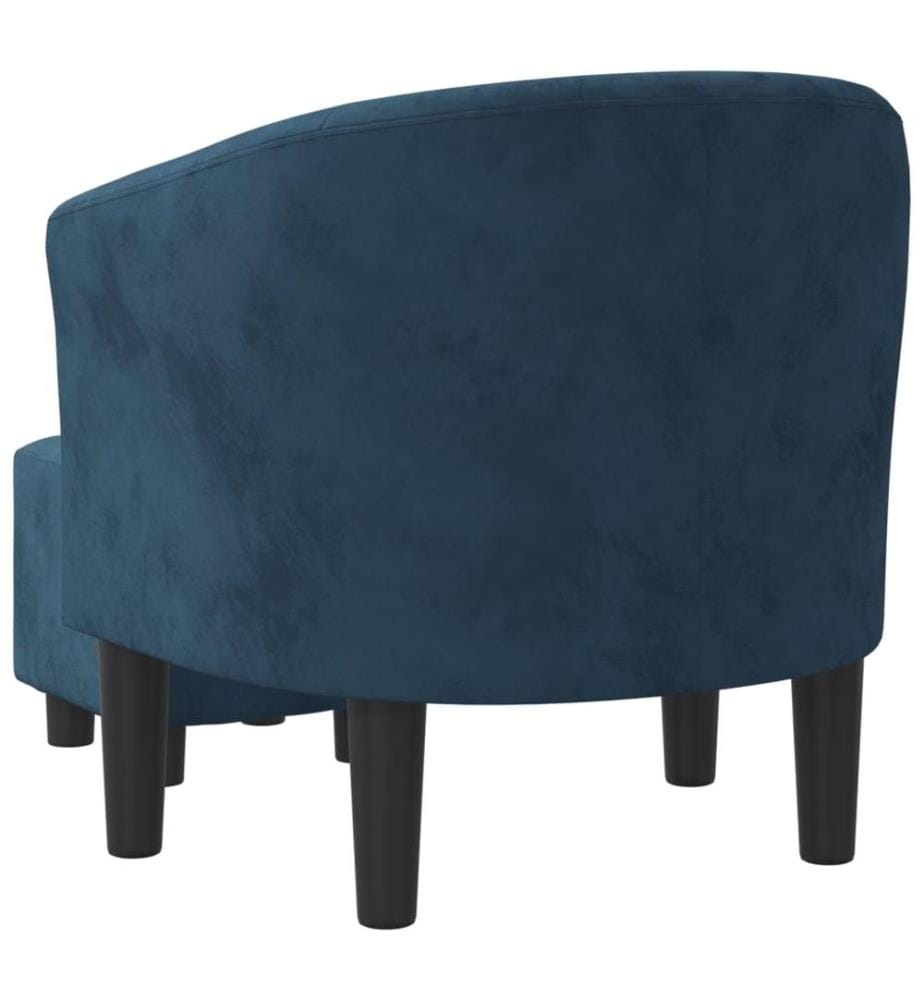 Fauteuil avec repose-pied bleu foncé velours