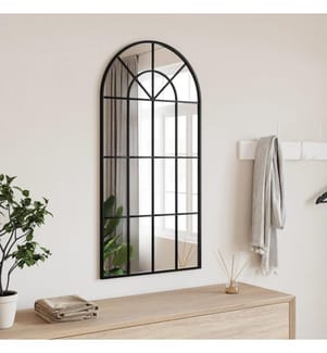 Wandspiegel Schwarz 50x100 cm Gewölbt Eisen
