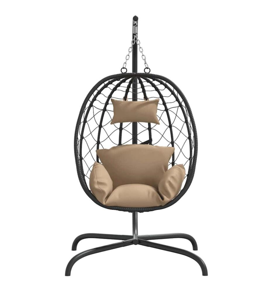 Hängesessel Ei mit Kissen Taupe Poly Rattan & Stahl