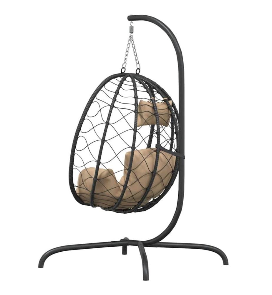 Hängesessel Ei mit Kissen Taupe Poly Rattan & Stahl