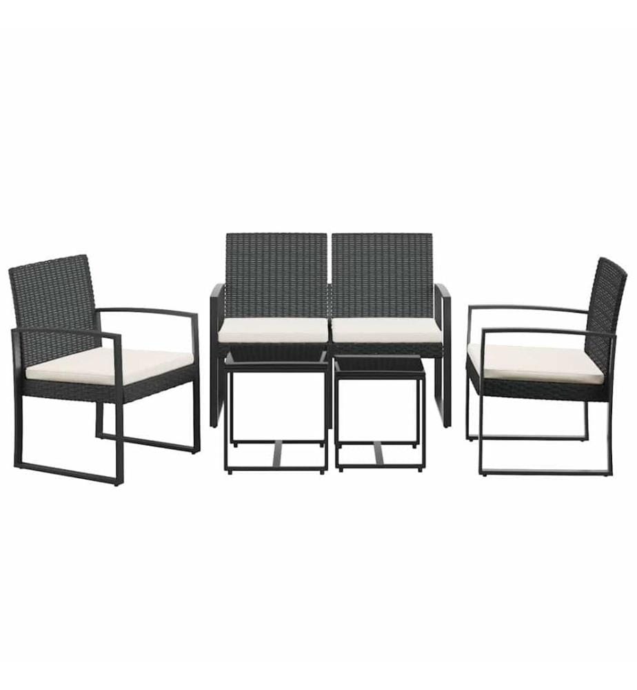 5-tlg. Garten-Essgruppe mit Kissen Schwarz PP-Rattan