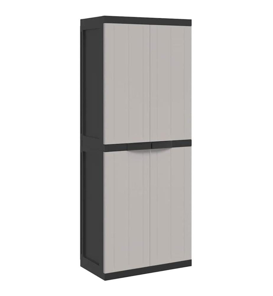 Armoire de rangement d'extérieur gris et noir 65x37x165 cm PP