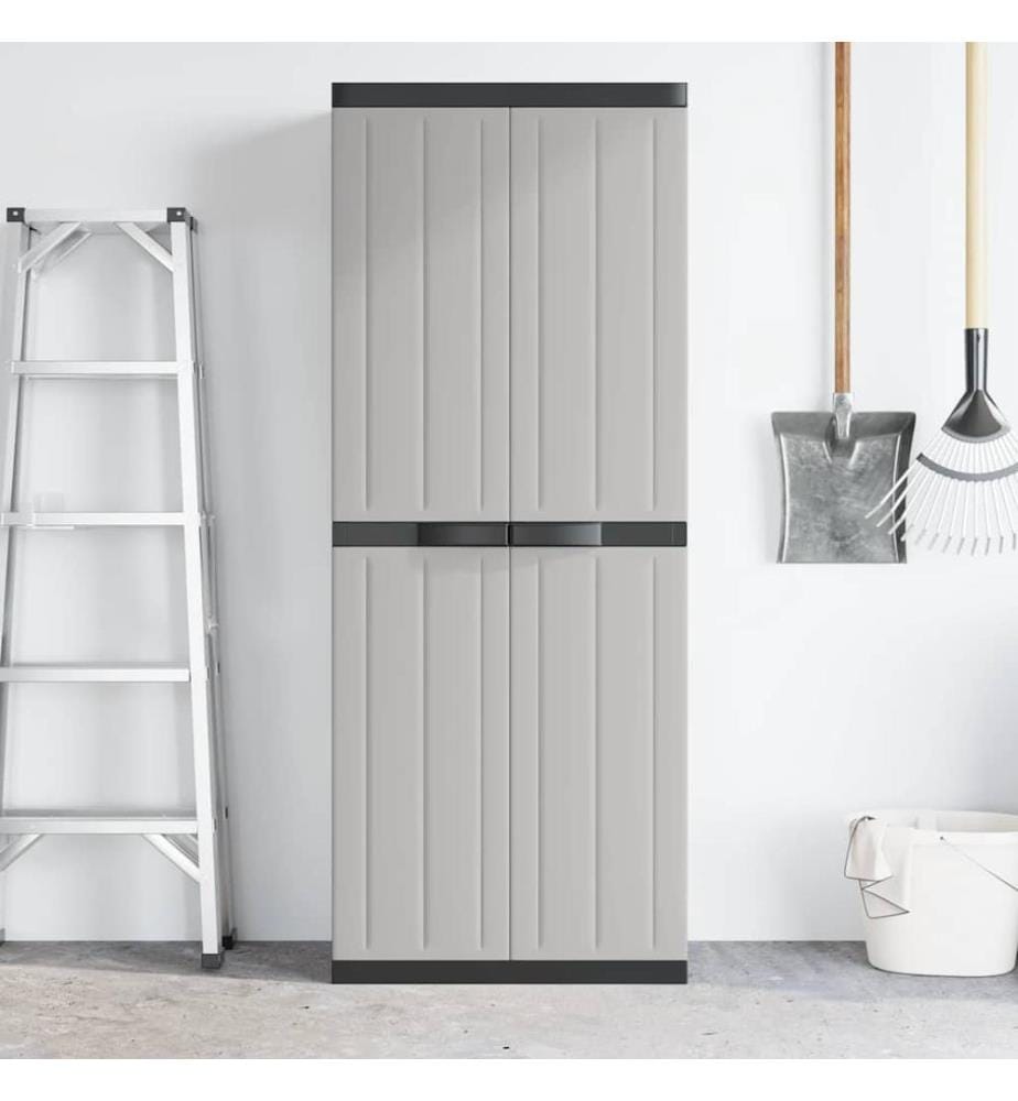 Armoire de rangement d'extérieur gris et noir 65x37x165 cm PP