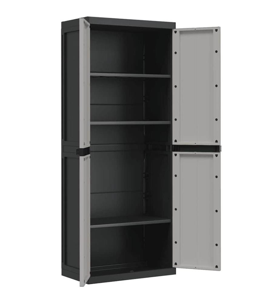 Armoire de rangement d'extérieur gris et noir 65x37x165 cm PP