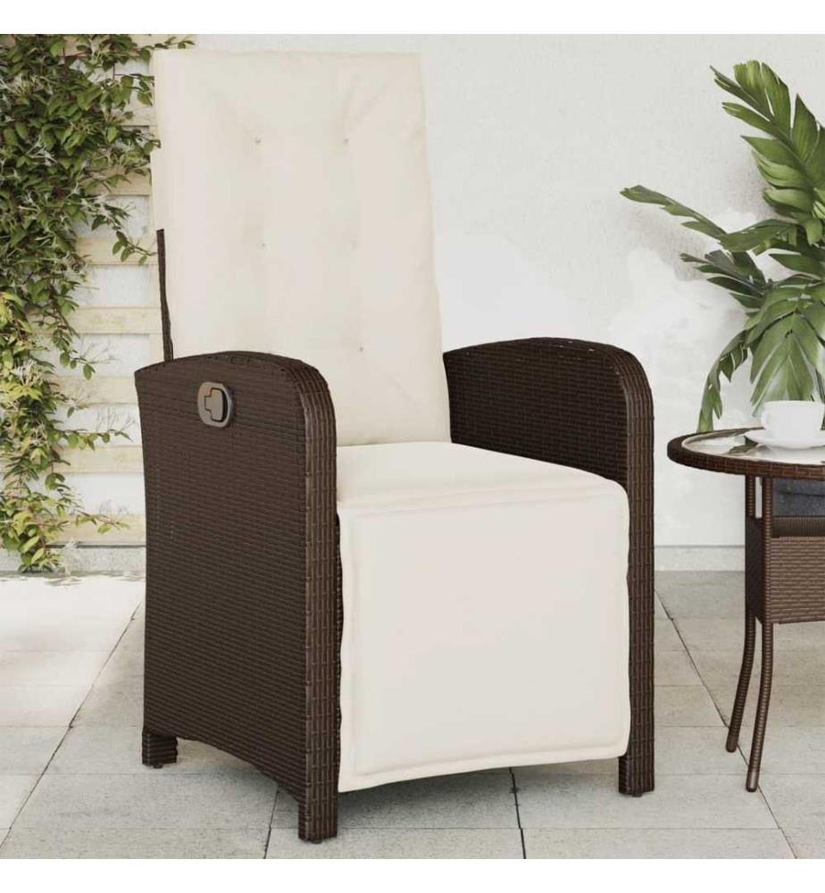 Gartensessel mit Fussteil Verstellbar Braun Poly Rattan