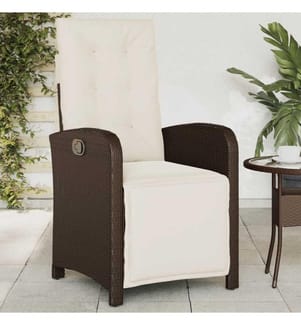 Gartensessel mit Fussteil Verstellbar Braun Poly Rattan