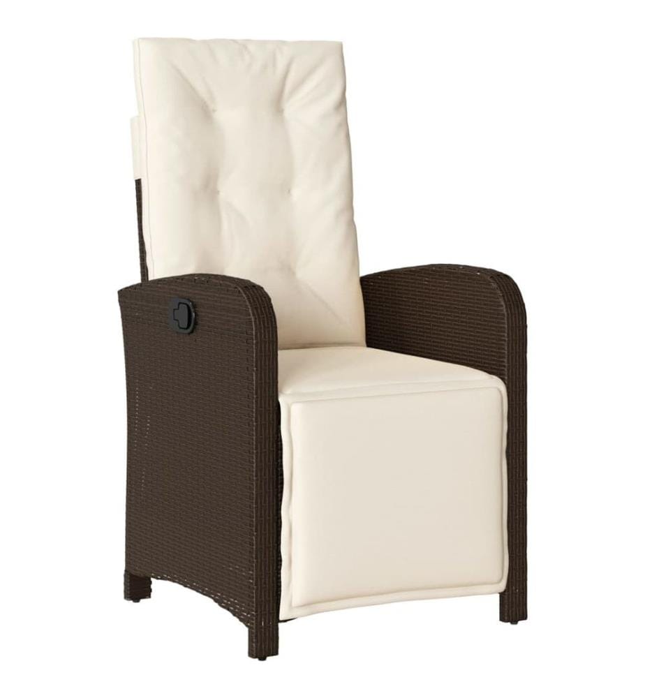 Gartensessel mit Fussteil Verstellbar Braun Poly Rattan