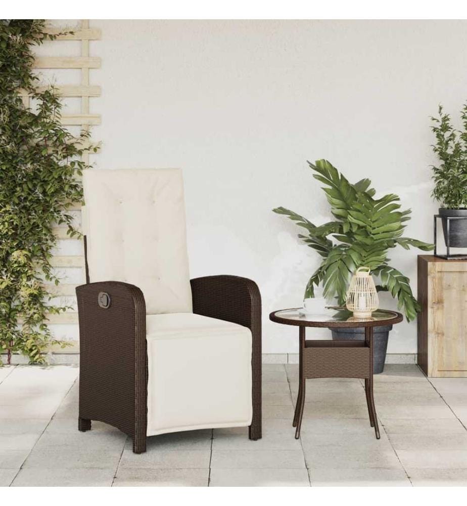 Gartensessel mit Fussteil Verstellbar Braun Poly Rattan
