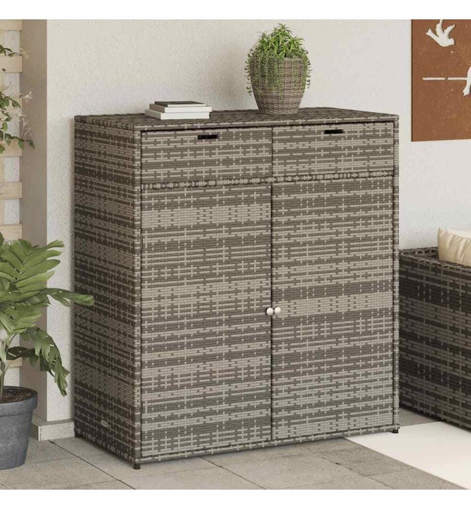 Gartenschrank Grau 105x55x113 cm Poly Rattan