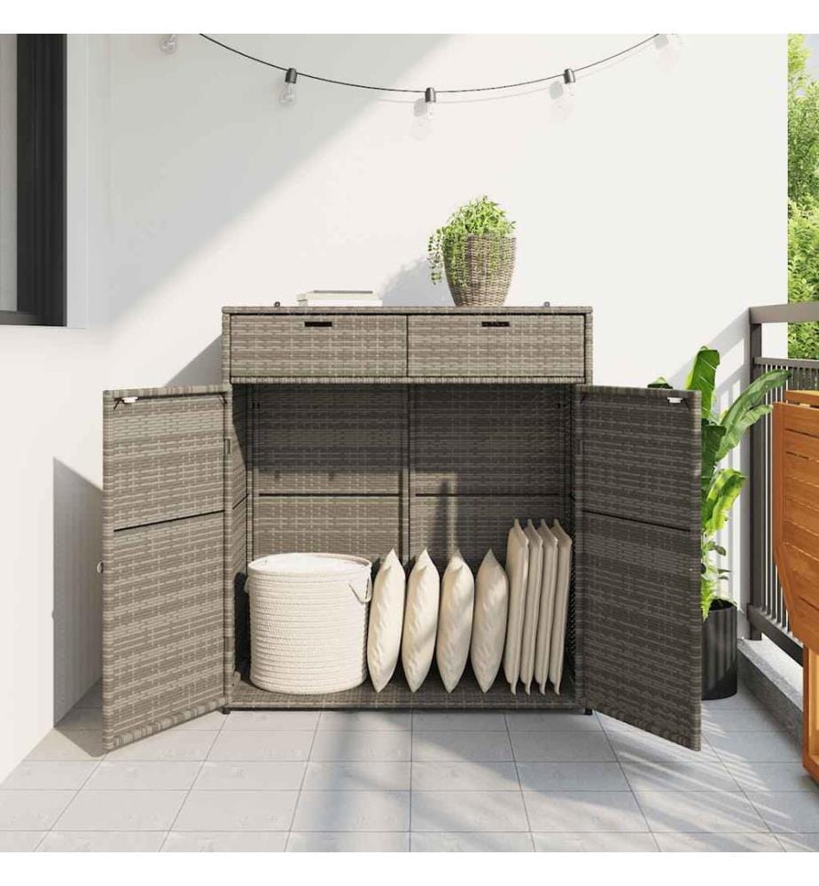 Gartenschrank Grau 105x55x113 cm Poly Rattan
