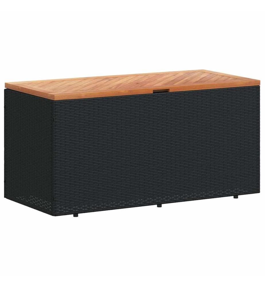 Gartentruhe Schwarz 110x50x54 cm Poly Rattan Akazienholz