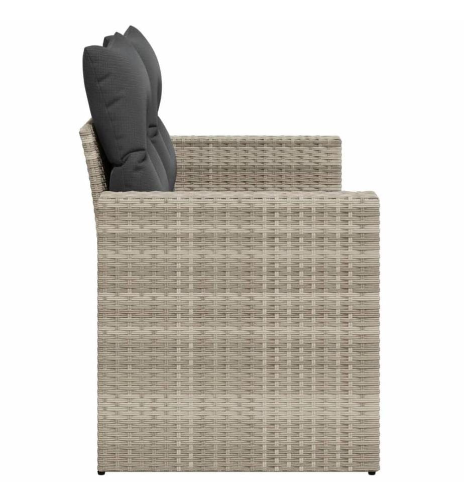 Gartensofa mit Kissen 2-Sitzer Hellgrau Poly Rattan