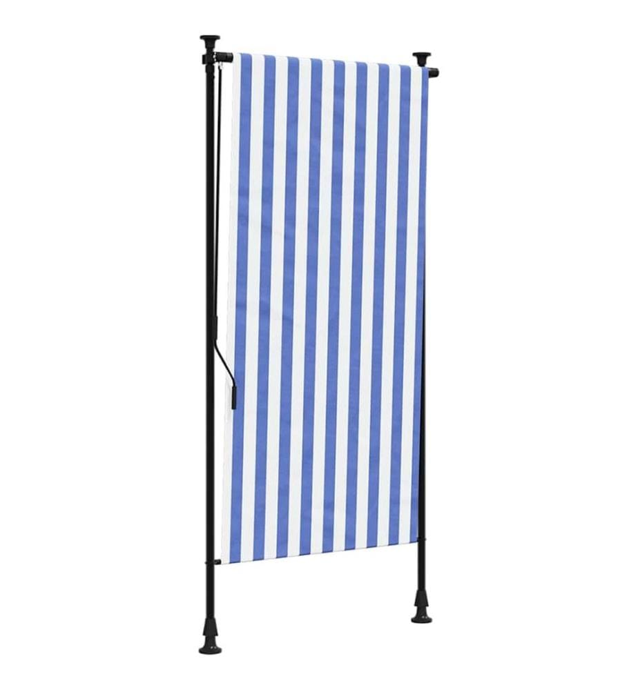 Aussenrollo Blau und Weiss 100x270 cm Stoff und Stahl