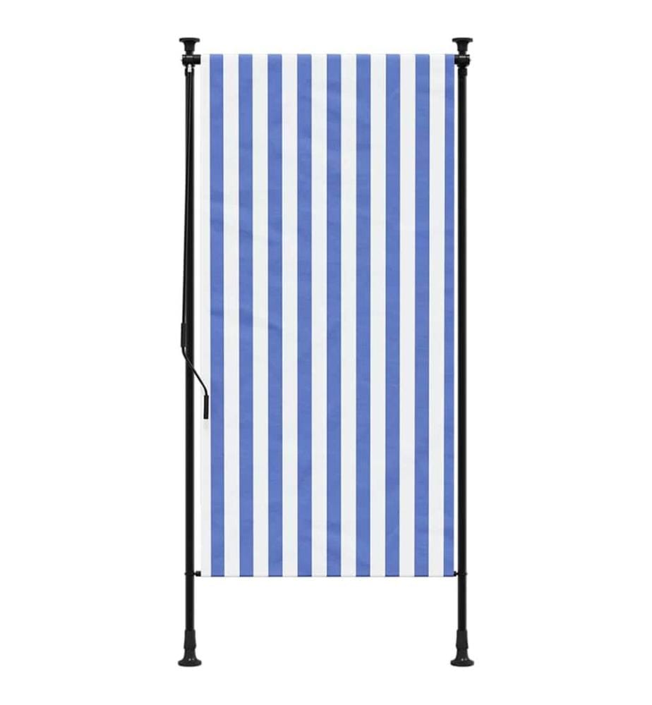 Aussenrollo Blau und Weiss 100x270 cm Stoff und Stahl