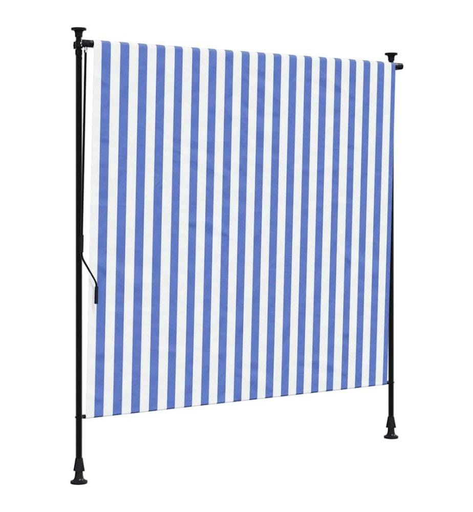 Aussenrollo Blau und Weiss 150x270 cm Stoff und Stahl