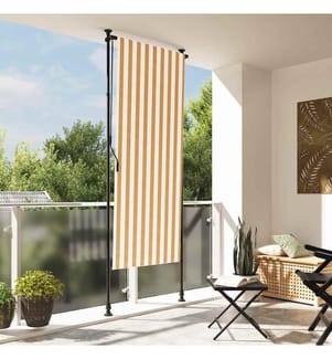 Aussenrollo Orange und Weiss 100x270 cm Stoff und Stahl