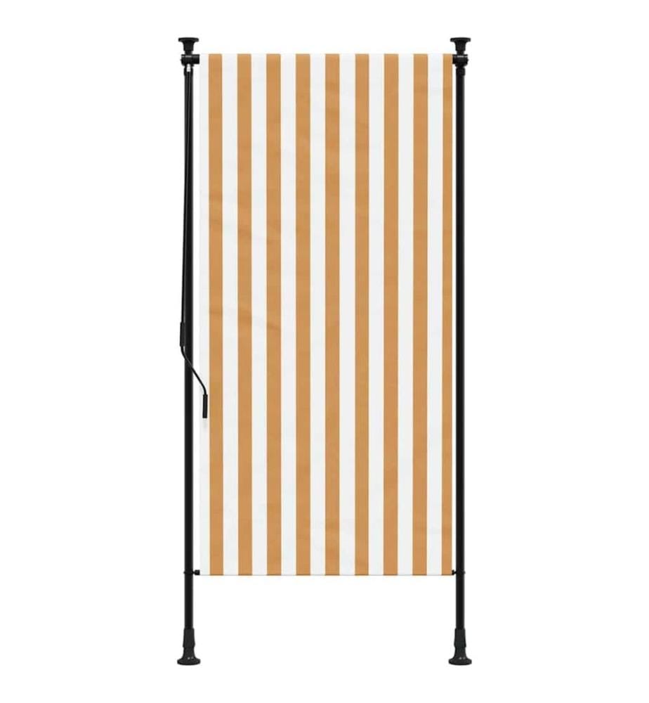 Aussenrollo Orange und Weiss 100x270 cm Stoff und Stahl