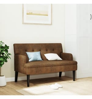 Sitzbank mit Rückenlehne Braun 112x65,5x75 cm Wildleder-Optik