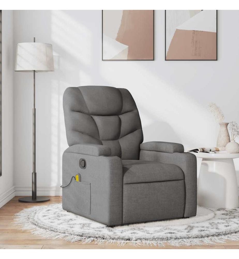 Fauteuil de massage inclinable Gris foncé Tissu