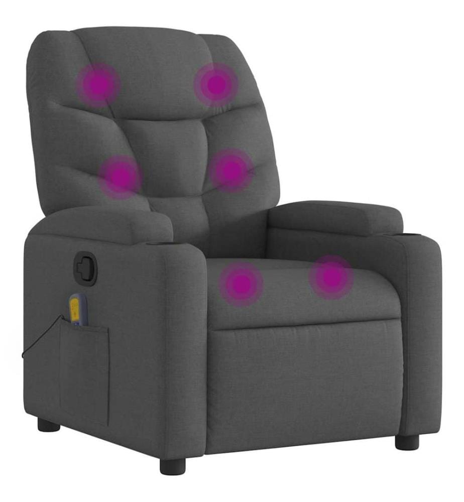 Fauteuil de massage inclinable Gris foncé Tissu