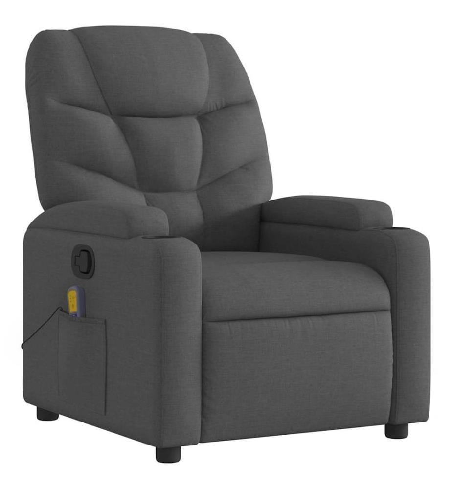 Fauteuil de massage inclinable Gris foncé Tissu