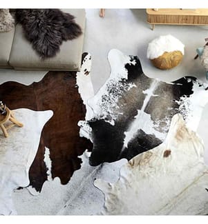 Tapis en peau de vache véritable noir et blanc 180x220 cm