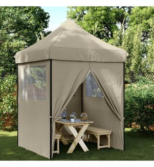 Tente de réception pliable escamotable 4 parois latérales taupe