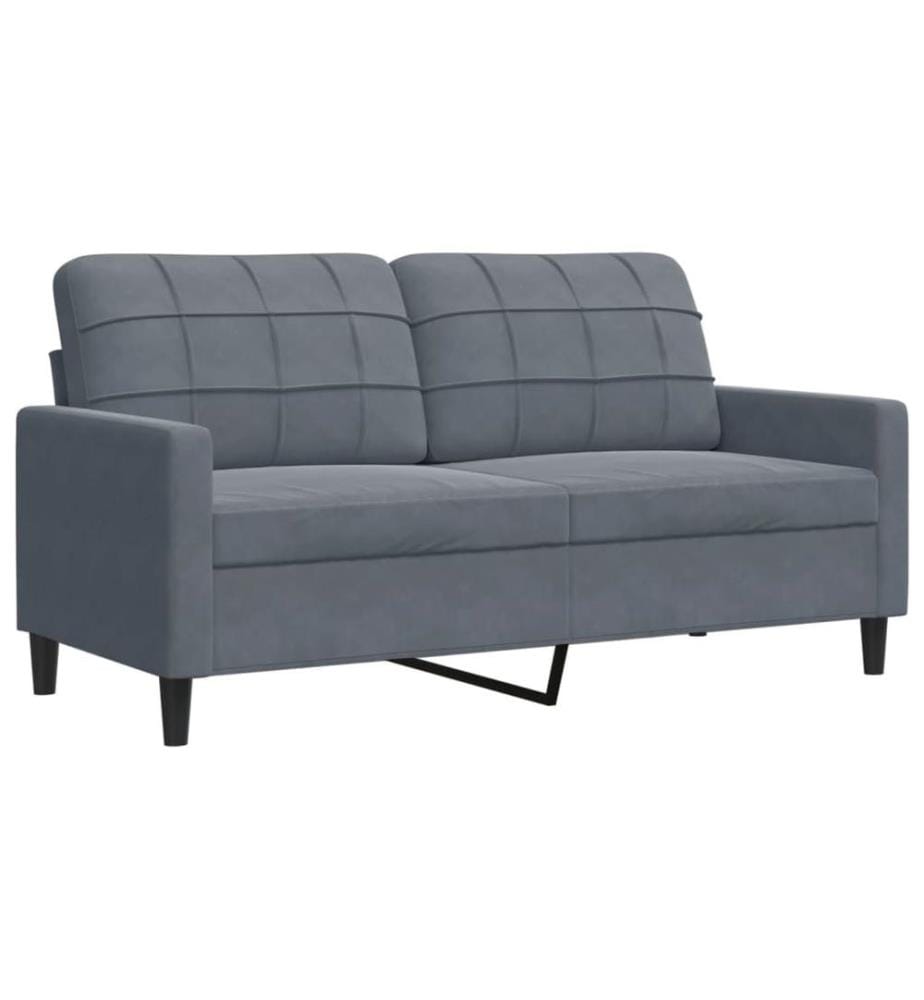 Canapé à 2 places Gris foncé 140 cm Velours