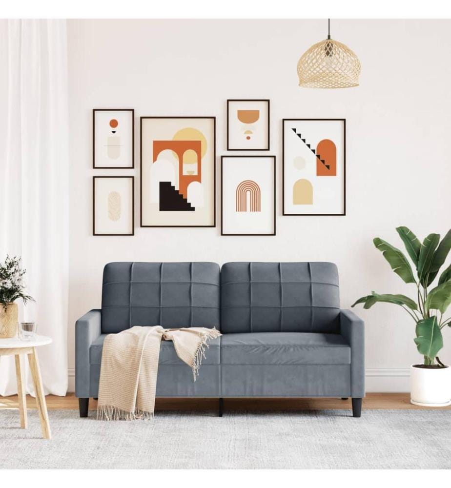 Canapé à 2 places Gris foncé 140 cm Velours