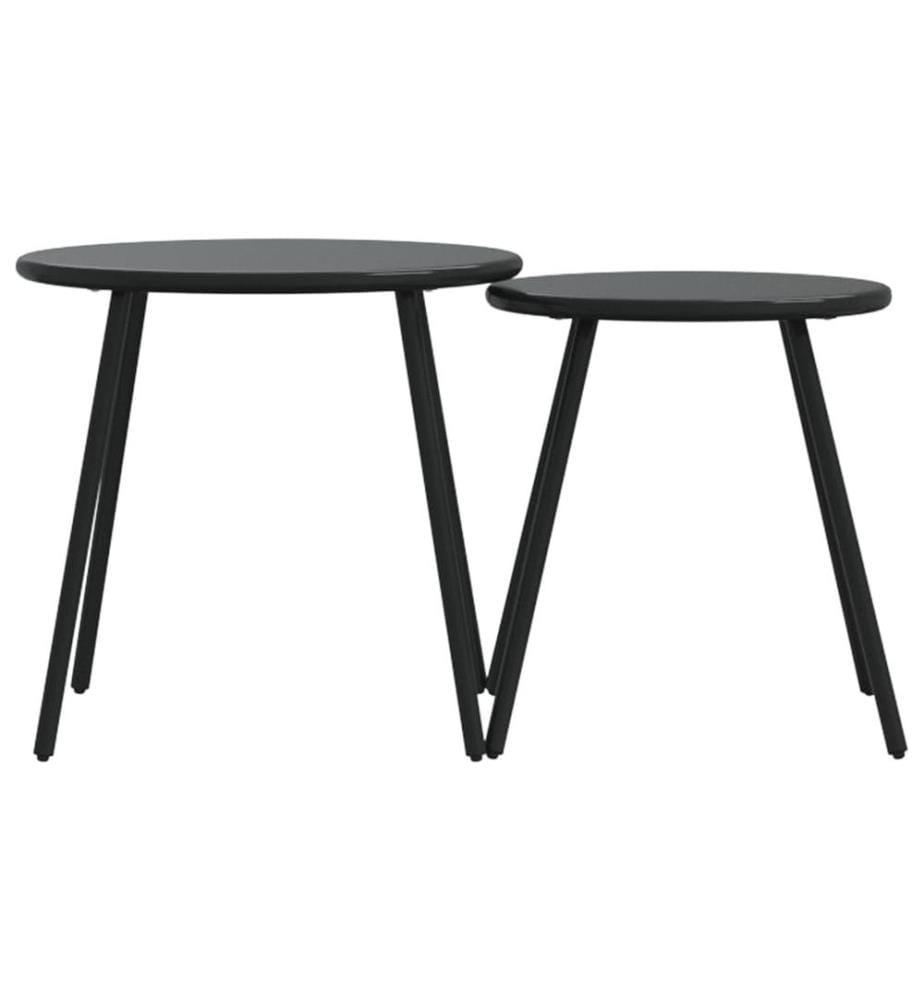 Garten-Couchtisch 2 Stk. Rund Schwarz Pulverbeschichteter Stahl