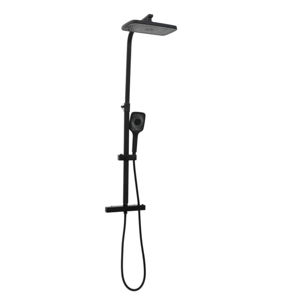 Doppelkopf-Duschset mit Mischbatterie Schlauch Schwarz Messing