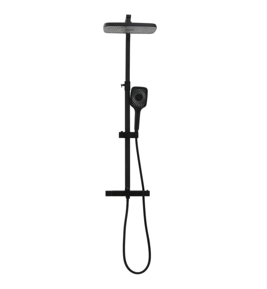 Doppelkopf-Duschset mit Mischbatterie Schlauch Schwarz Messing