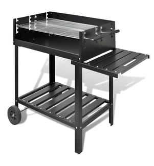 BBQ Grill Säulengrill Standgrill Kohlegrill Barbeque mit 2 Rädern
