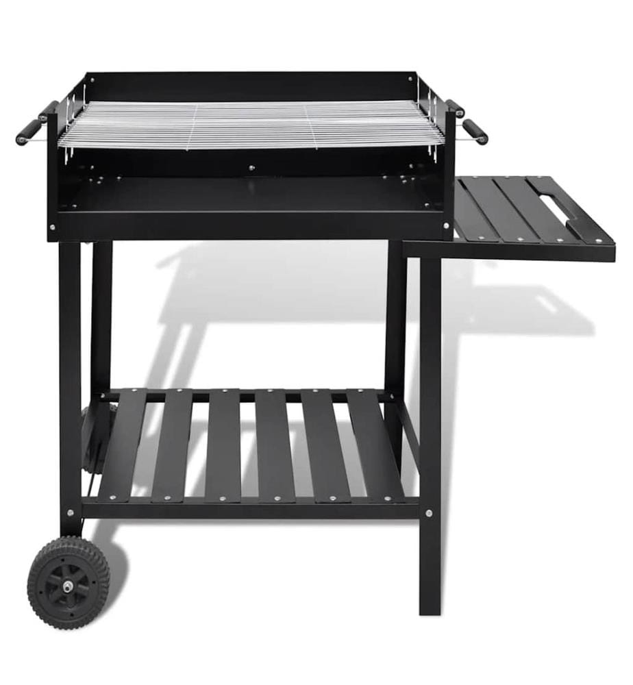 BBQ Grill Säulengrill Standgrill Kohlegrill Barbeque mit 2 Rädern