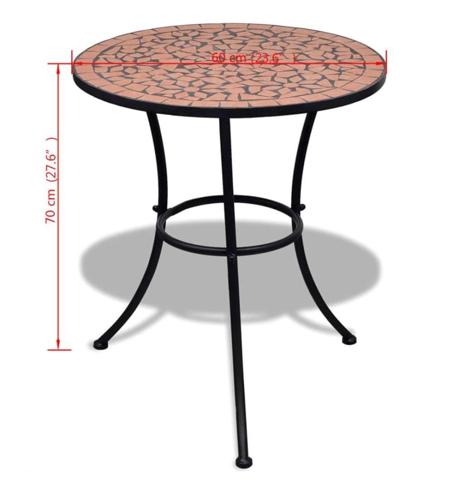Bistrotisch Terrakotta-Rot 60 cm Mosaik