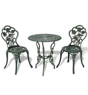3-tlg. Bistro-Set Aluminiumguss Grün