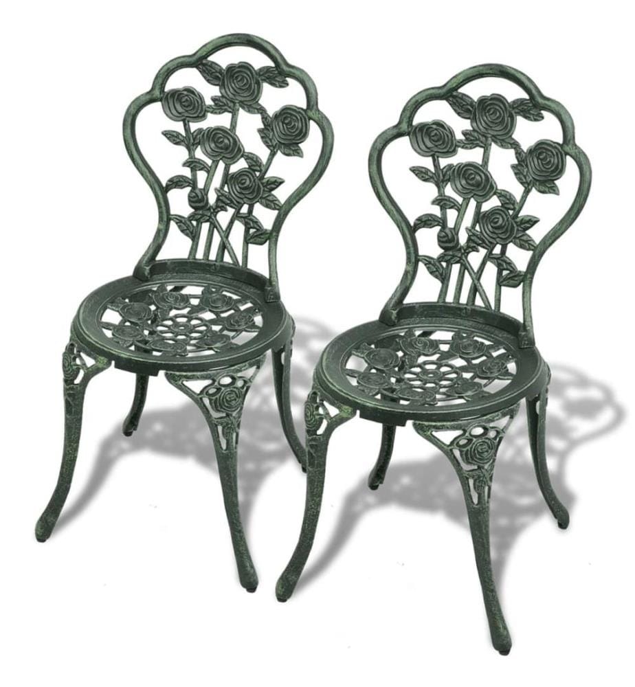 3-tlg. Bistro-Set Aluminiumguss Grün