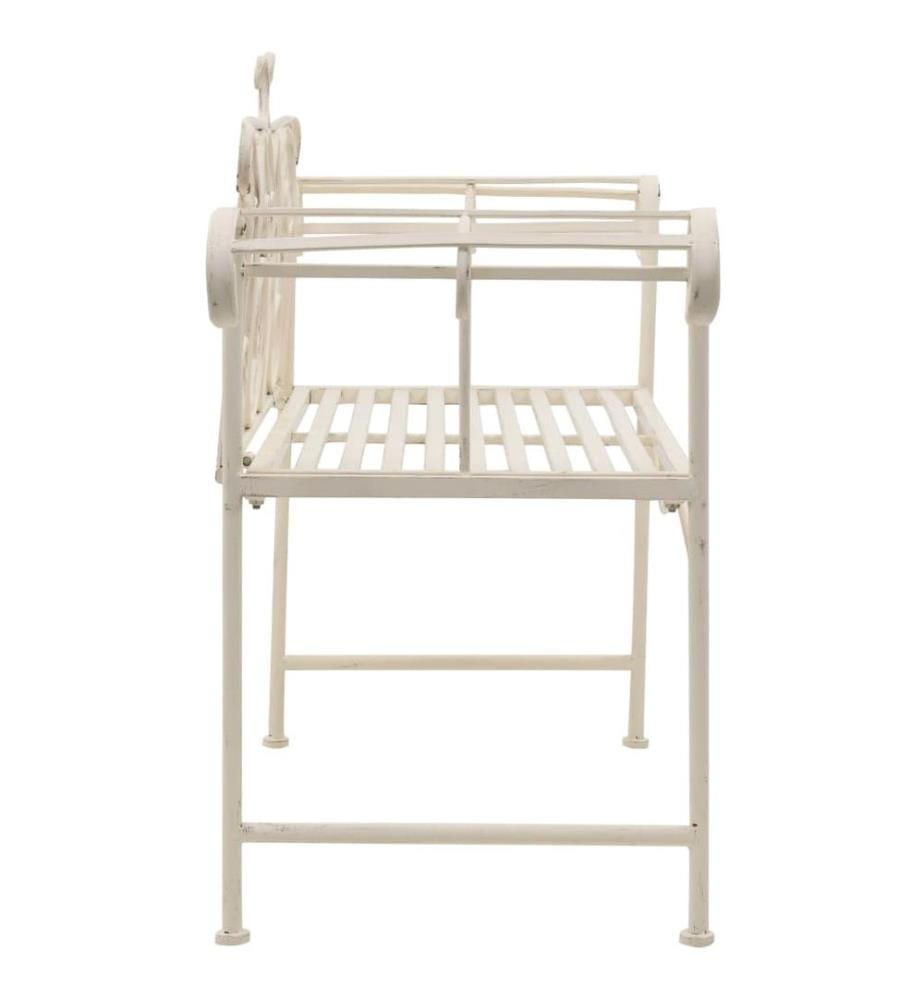 Gartenbank 132 cm Metall Antik Weiss