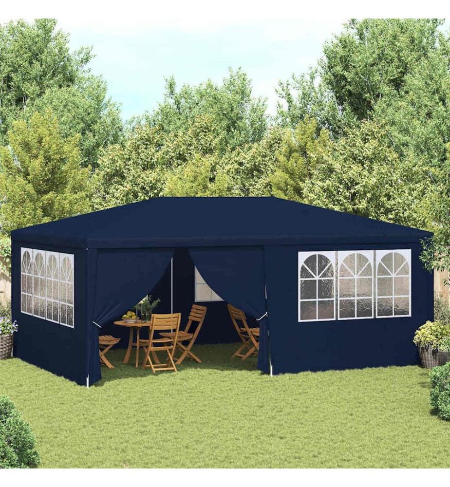 Tente de réception avec parois latérales 4x6 m Bleu 90 g/m²
