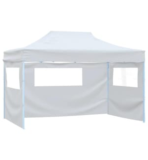 Tente de réception pliable avec 3 parois 280x410x315 cm Acier Blanc